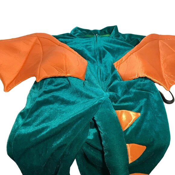 Toddler Dragon Costume With Orange Wings & Green Belly No Mask 4T - Picture 3 of 9